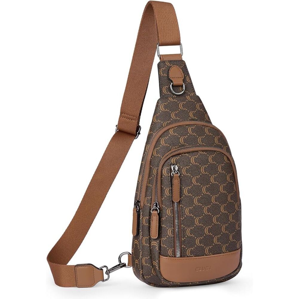 Women Pvc Coffee Color Imported Faux Leather Unique Sling Cross Body Backpack